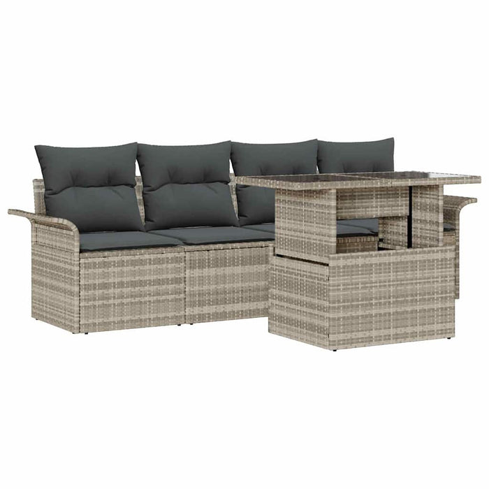 Set de canapele pentru grădină 5 pcs Gri deschis Rattan poli - WALTI WALTI