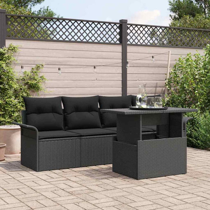 Set de canapele pentru grădină cu pernă 5 pcs Negru Rattan poli - WALTI WALTI