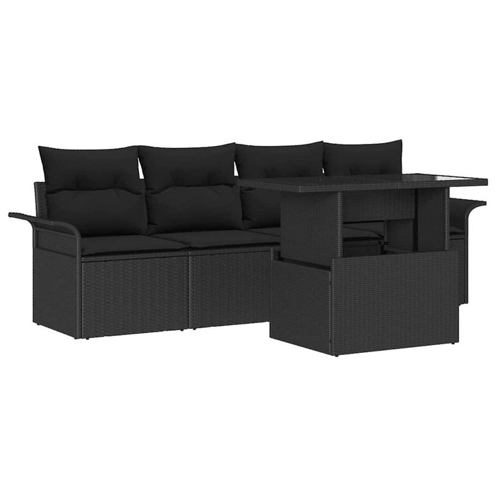 Set de canapele pentru grădină cu pernă 5 pcs Negru Rattan poli - WALTI WALTI