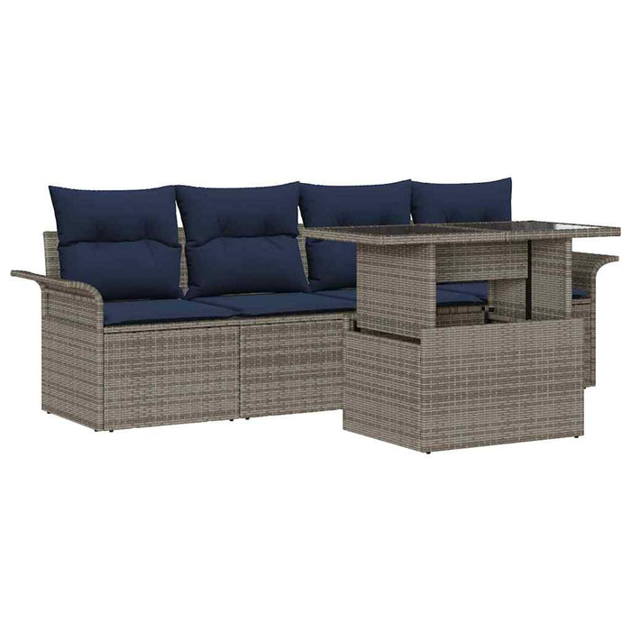 Set de canapele pentru grădină cu pernă 5 pcs Gri Rattan poli - WALTI WALTI