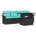 Set de canapele pentru grădină cu pernă 5 pcs Negru Rattan poli - WALTI WALTI
