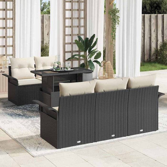 Set de canapele pentru grădină cu pernă 6 pcs Negru Rattan poli - WALTI WALTI