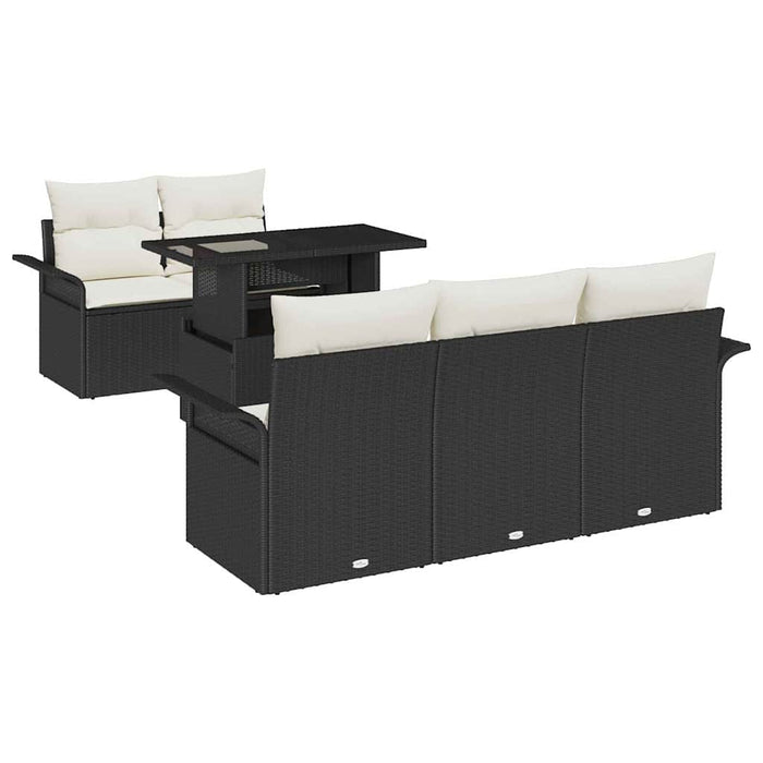 Set de canapele pentru grădină cu pernă 6 pcs Negru Rattan poli - WALTI WALTI