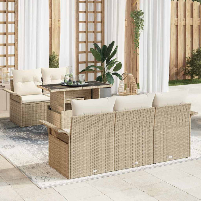 Set de canapele pentru grădină cu pernă 6 pcs Bej Rattan poli - WALTI WALTI