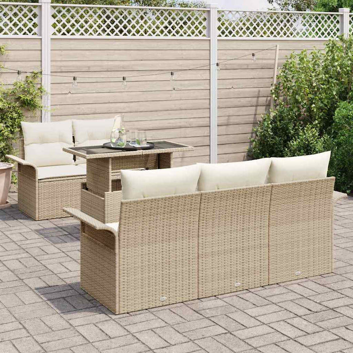 Set de canapele pentru grădină cu pernă 6 pcs Bej Rattan poli - WALTI WALTI