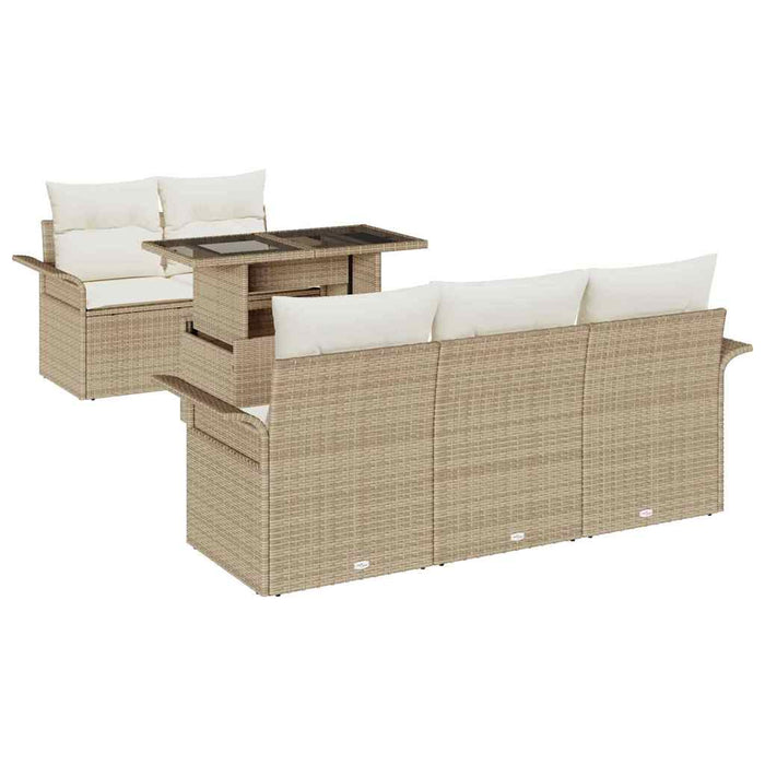 Set de canapele pentru grădină cu pernă 6 pcs Bej Rattan poli - WALTI WALTI