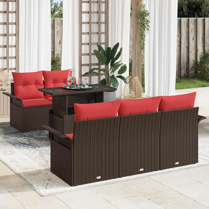 Set de canapele pentru grădină cu pernă 6 pcs Maro Poli Rattan - WALTI WALTI