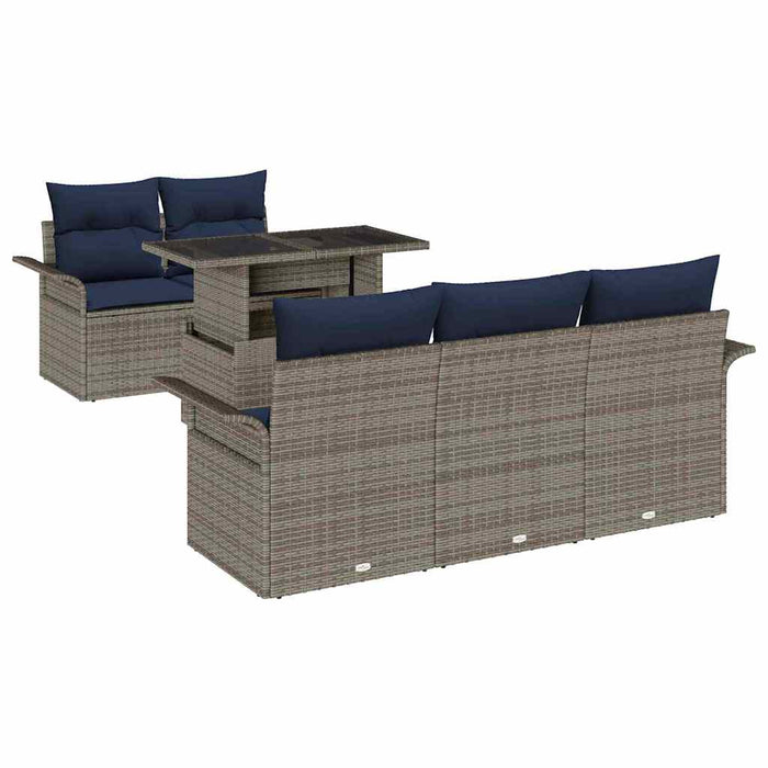Set de canapele pentru grădină cu pernă 6 pcs Gri Poli Rattan - WALTI WALTI