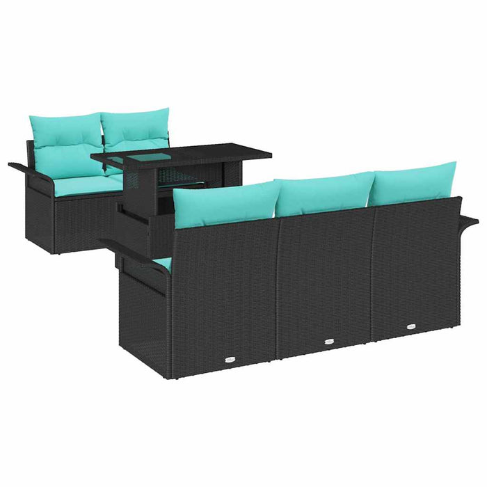 Set de canapele pentru grădină cu pernă 6 pcs Negru Poli Rattan - WALTI WALTI