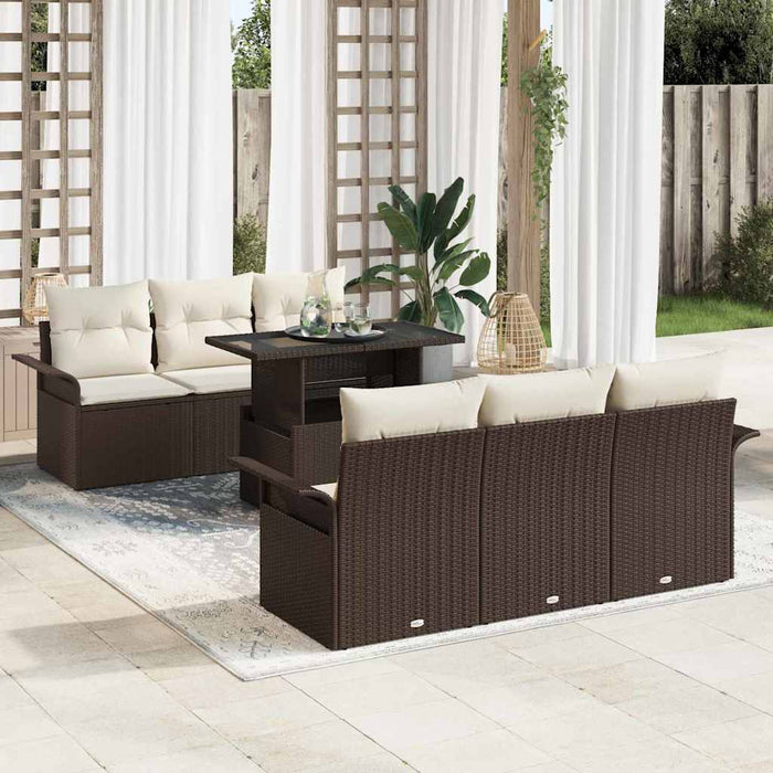 Set de canapele pentru grădină cu pernă 7 pcs Maro Rattan poli - WALTI WALTI