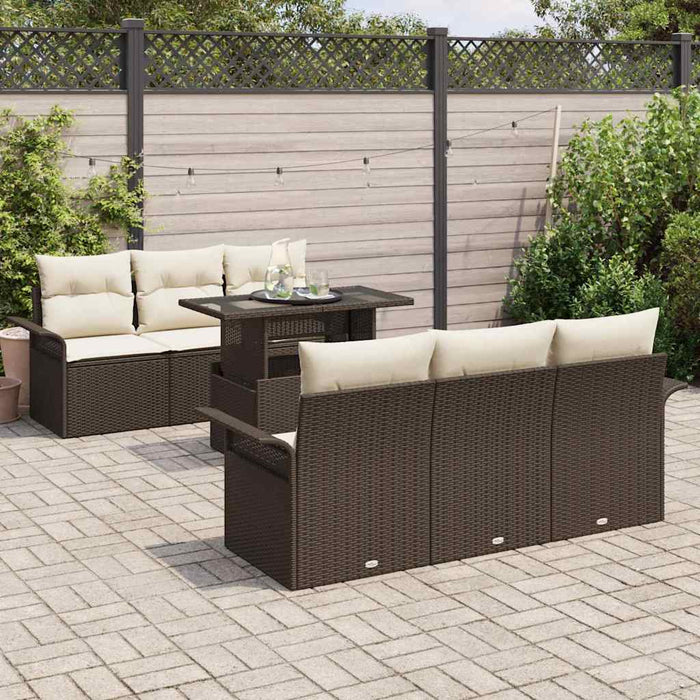 Set de canapele pentru grădină cu pernă 7 pcs Maro Rattan poli - WALTI WALTI