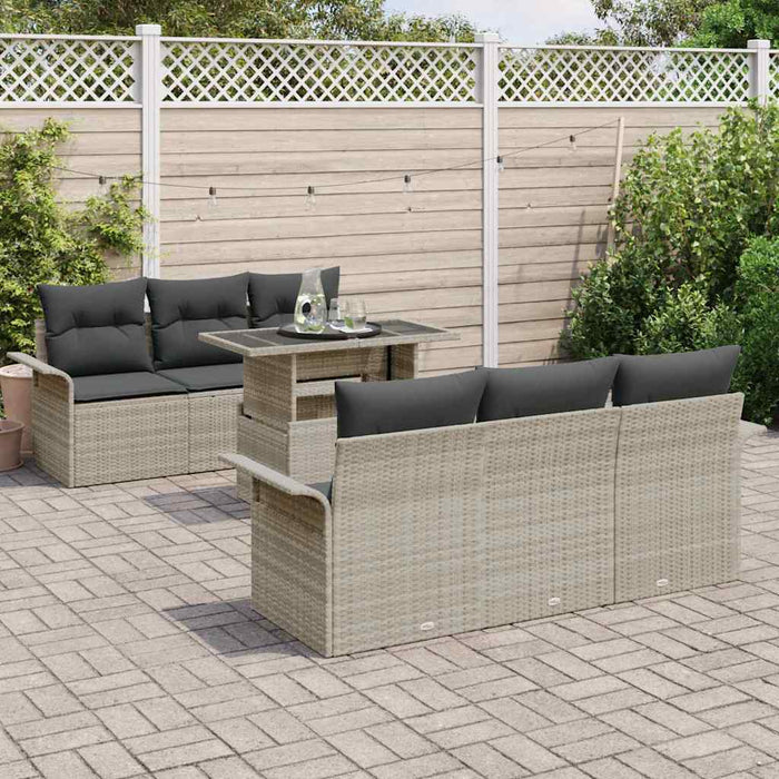 Set de canapele pentru grădină 7 pcs Gri deschis Rattan poli - WALTI WALTI