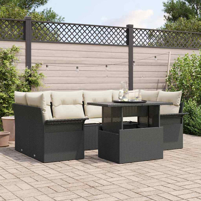 Set de canapele pentru grădină cu pernă 7 pcs Negru Rattan poli - WALTI WALTI