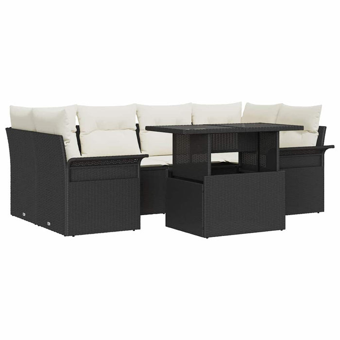 Set de canapele pentru grădină cu pernă 7 pcs Negru Rattan poli - WALTI WALTI
