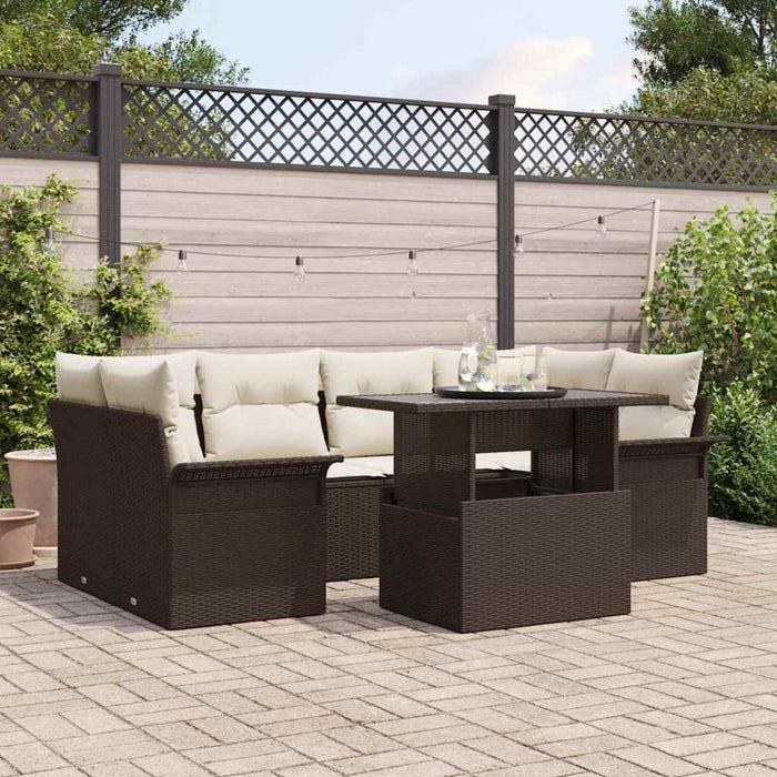 Set de canapele pentru grădină cu pernă 7 pcs Maro Rattan poli - WALTI WALTI