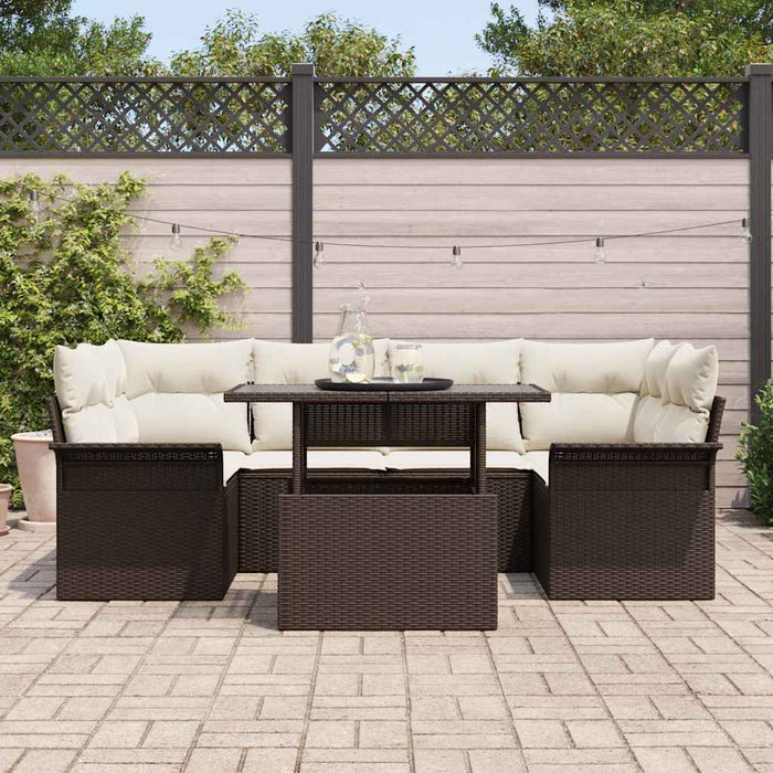 Set de canapele pentru grădină cu pernă 7 pcs Maro Rattan poli - WALTI WALTI
