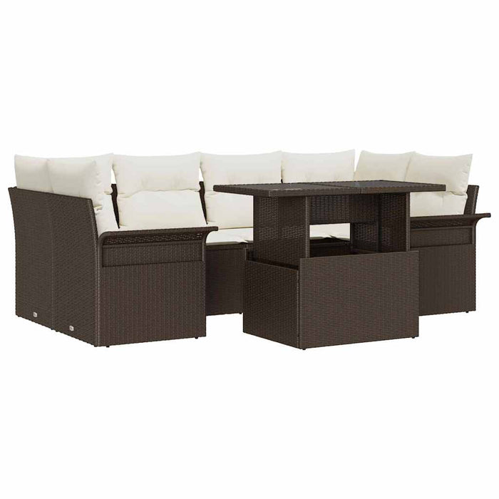 Set de canapele pentru grădină cu pernă 7 pcs Maro Rattan poli - WALTI WALTI
