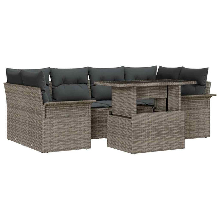 Set de canapele pentru grădină cu pernă 7 pcs Gri Rattan poli - WALTI WALTI