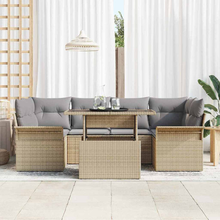 Set de canapele pentru grădină cu pernă 7 pcs Bej Rattan poli - WALTI WALTI