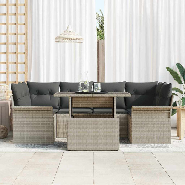 Set de canapele pentru grădină 7 pcs Gri deschis Rattan poli - WALTI WALTI