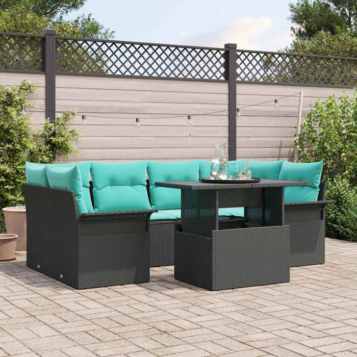 Set de canapele pentru grădină cu pernă 7 pcs Negru Poli Rattan - WALTI WALTI