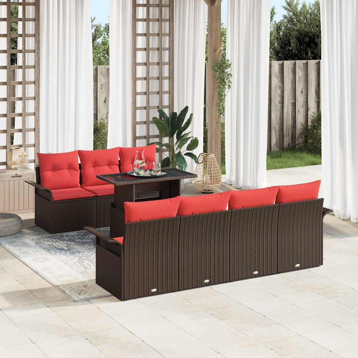 Set de canapele pentru grădină cu pernă 8 pcs Maro Poli Rattan - WALTI WALTI
