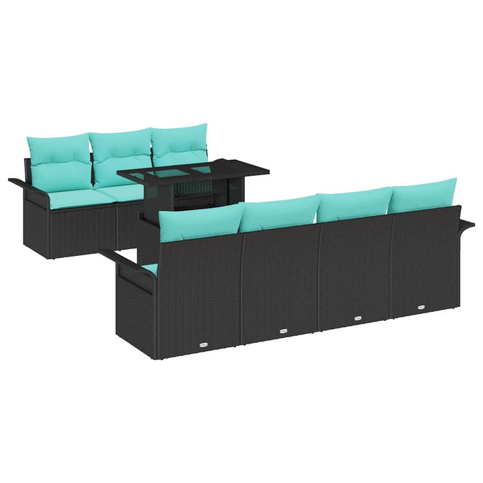 Set de canapele pentru grădină cu pernă 8 pcs Negru Poli Rattan - WALTI WALTI