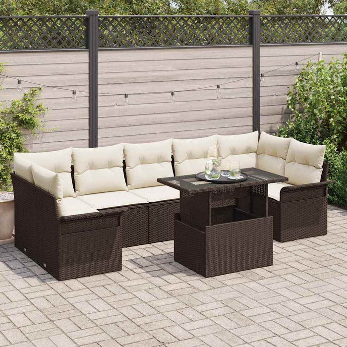 Set de canapele pentru grădină cu pernă 8 pcs Maro Rattan poli - WALTI WALTI