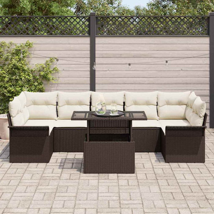 Set de canapele pentru grădină cu pernă 8 pcs Maro Rattan poli - WALTI WALTI