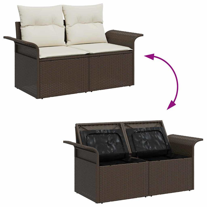 Set de canapele pentru grădină cu pernă 8 pcs Maro Rattan poli - WALTI WALTI