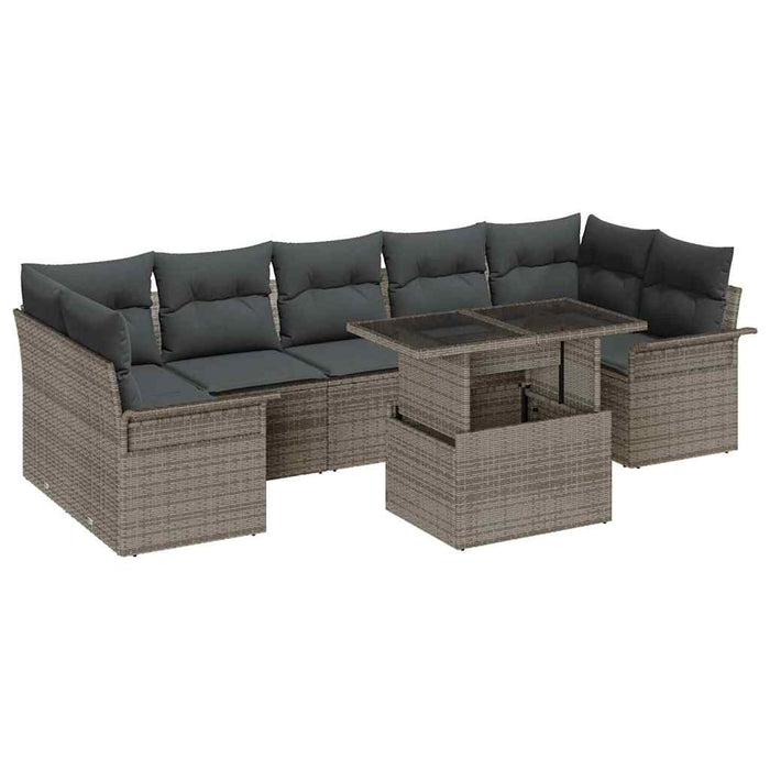 Set de canapele pentru grădină cu pernă 8 pcs Gri Rattan poli - WALTI WALTI