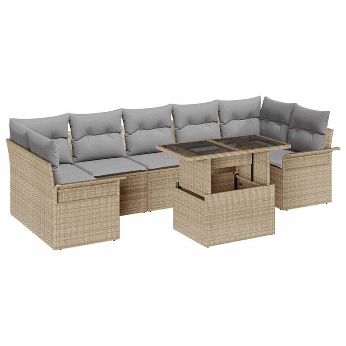 Set de canapele pentru grădină cu pernă 8 pcs Bej Rattan poli - WALTI WALTI