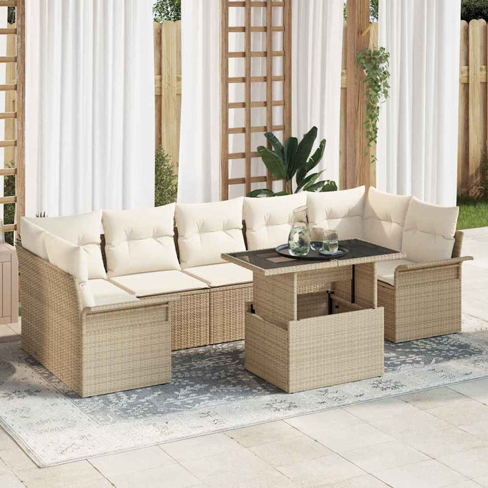 Set de canapele pentru grădină cu pernă 8 pcs Bej Poli Rattan - WALTI WALTI