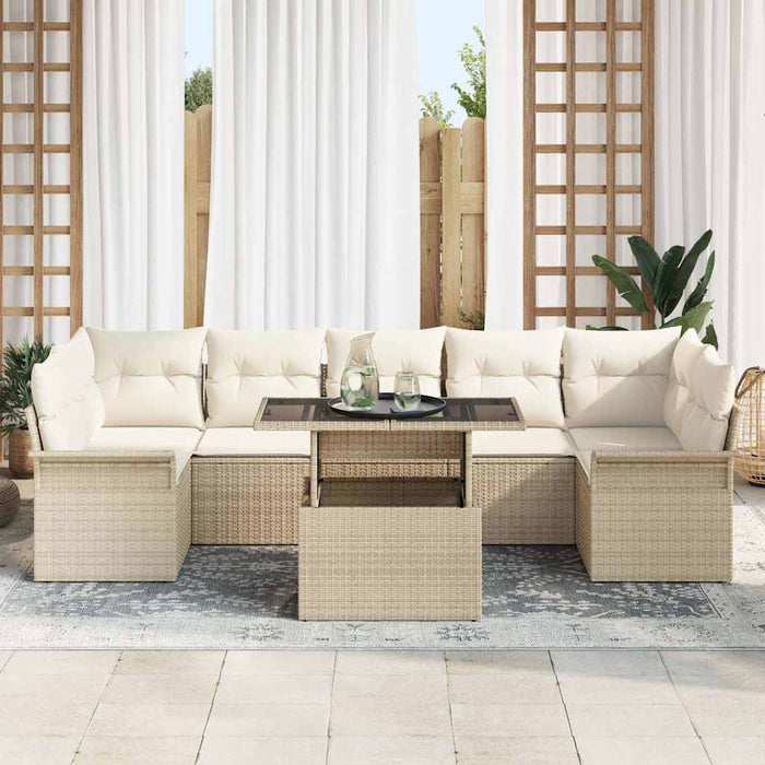 Set de canapele pentru grădină cu pernă 8 pcs Bej Poli Rattan - WALTI WALTI