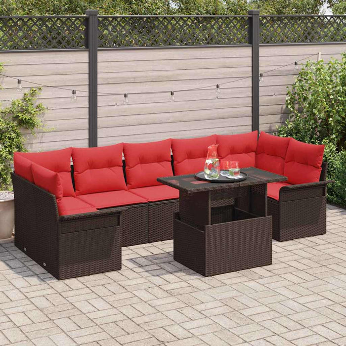 Set de canapele pentru grădină cu pernă 8 pcs Maro Poli Rattan - WALTI WALTI