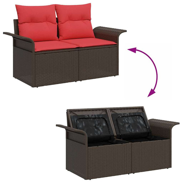 Set de canapele pentru grădină cu pernă 8 pcs Maro Poli Rattan - WALTI WALTI