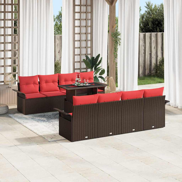 Set de canapele pentru grădină cu pernă 9 pcs Maro Poli Rattan - WALTI WALTI