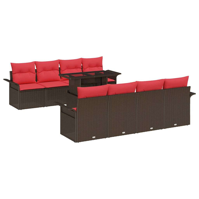 Set de canapele pentru grădină cu pernă 9 pcs Maro Poli Rattan - WALTI WALTI