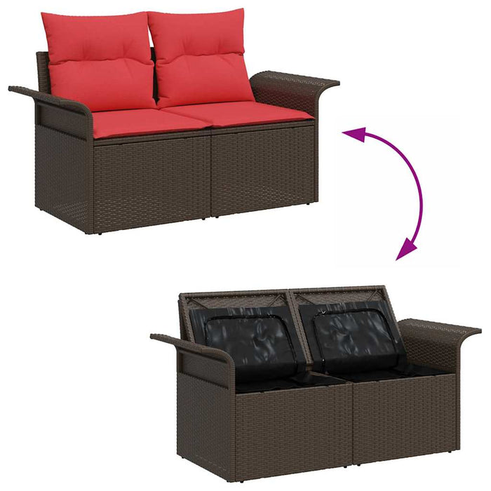 Set de canapele pentru grădină cu pernă 9 pcs Maro Poli Rattan - WALTI WALTI