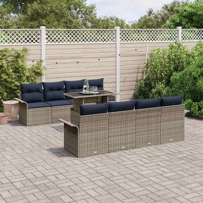Set de canapele pentru grădină cu pernă 9 pcs Gri Poli Rattan - WALTI WALTI