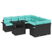 Set de canapele pentru grădină cu pernă 9 pcs Negru Poli Rattan - WALTI WALTI