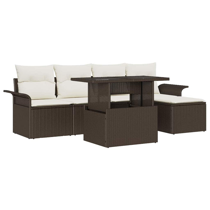 Set de canapele pentru grădină cu pernă 6 pcs Maro Rattan poli - WALTI WALTI