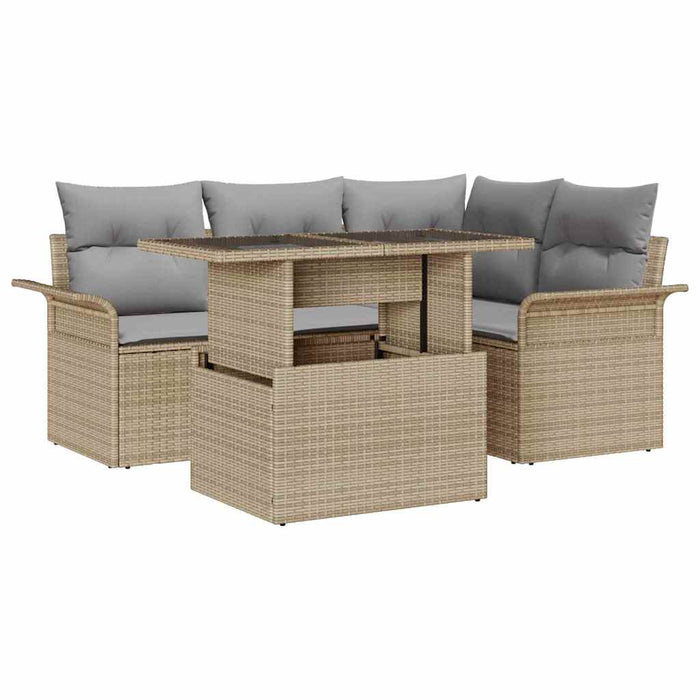 Set de canapele pentru grădină cu pernă 5 pcs Bej Rattan poli - WALTI WALTI