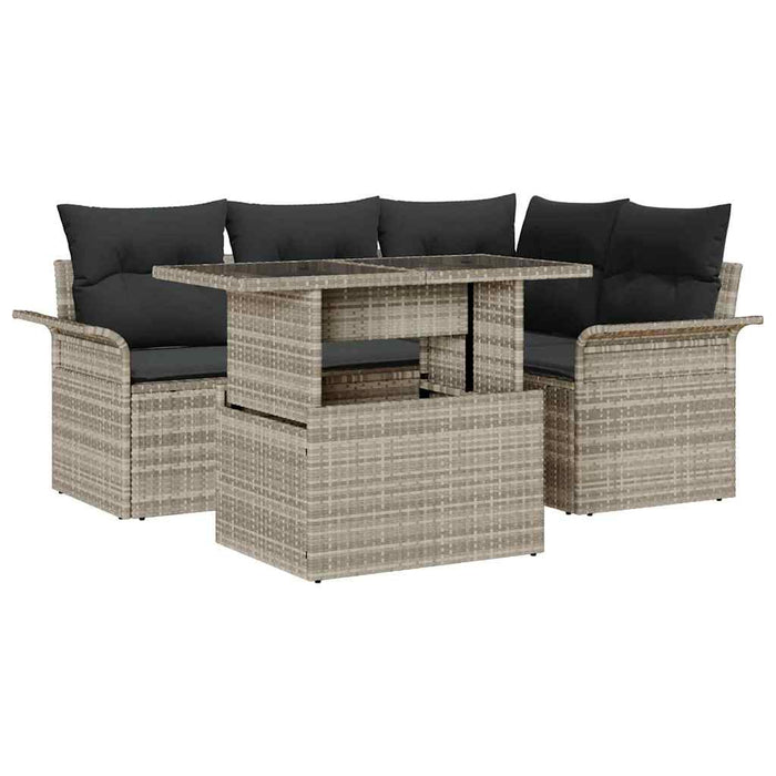 Set de canapele pentru grădină 5 pcs Gri deschis Rattan poli - WALTI WALTI