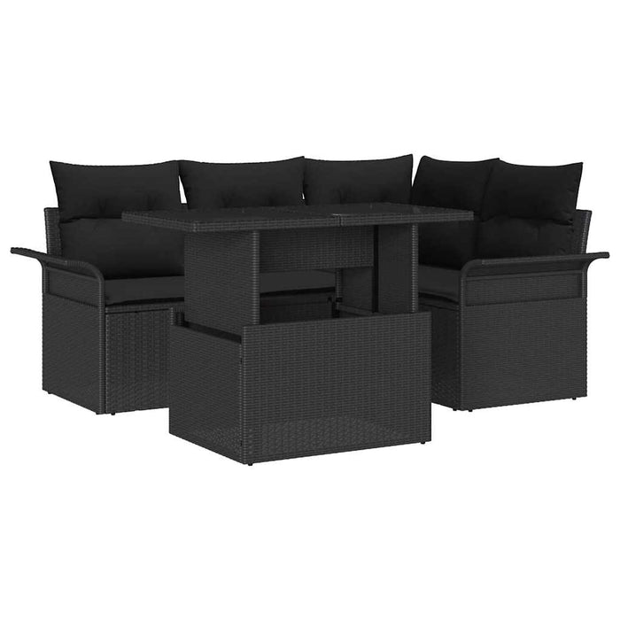 Set de canapele pentru grădină cu pernă 5 pcs Negru Rattan poli - WALTI WALTI