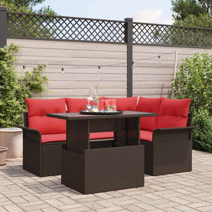 Set de canapele pentru grădină cu pernă 5 pcs Maro Poli Rattan - WALTI WALTI