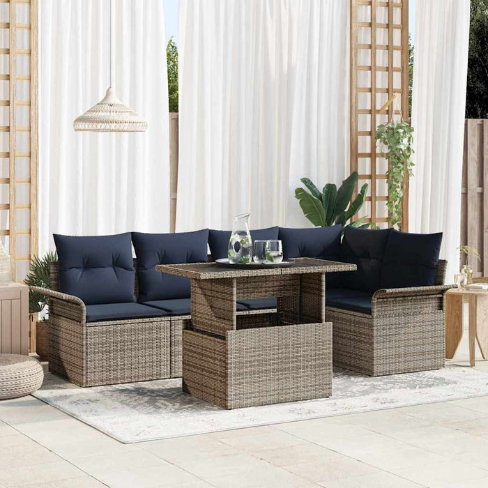 Set de canapele pentru grădină cu pernă 6 pcs Gri Poli Rattan - WALTI WALTI