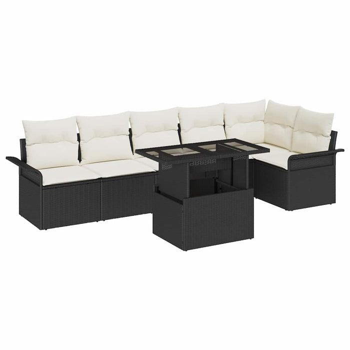 Set de canapele pentru grădină cu pernă 7 pcs Negru Rattan poli - WALTI WALTI
