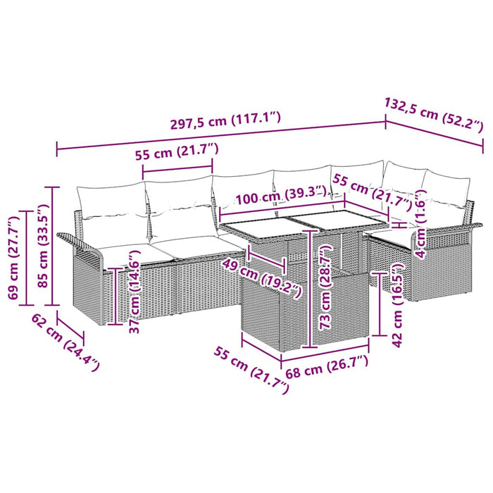 Set de canapele pentru grădină cu pernă 7 pcs Negru Rattan poli - WALTI WALTI