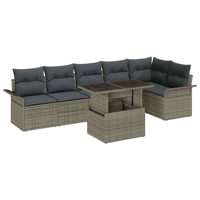 Set de canapele pentru grădină cu pernă 7 pcs Gri Rattan poli - WALTI WALTI